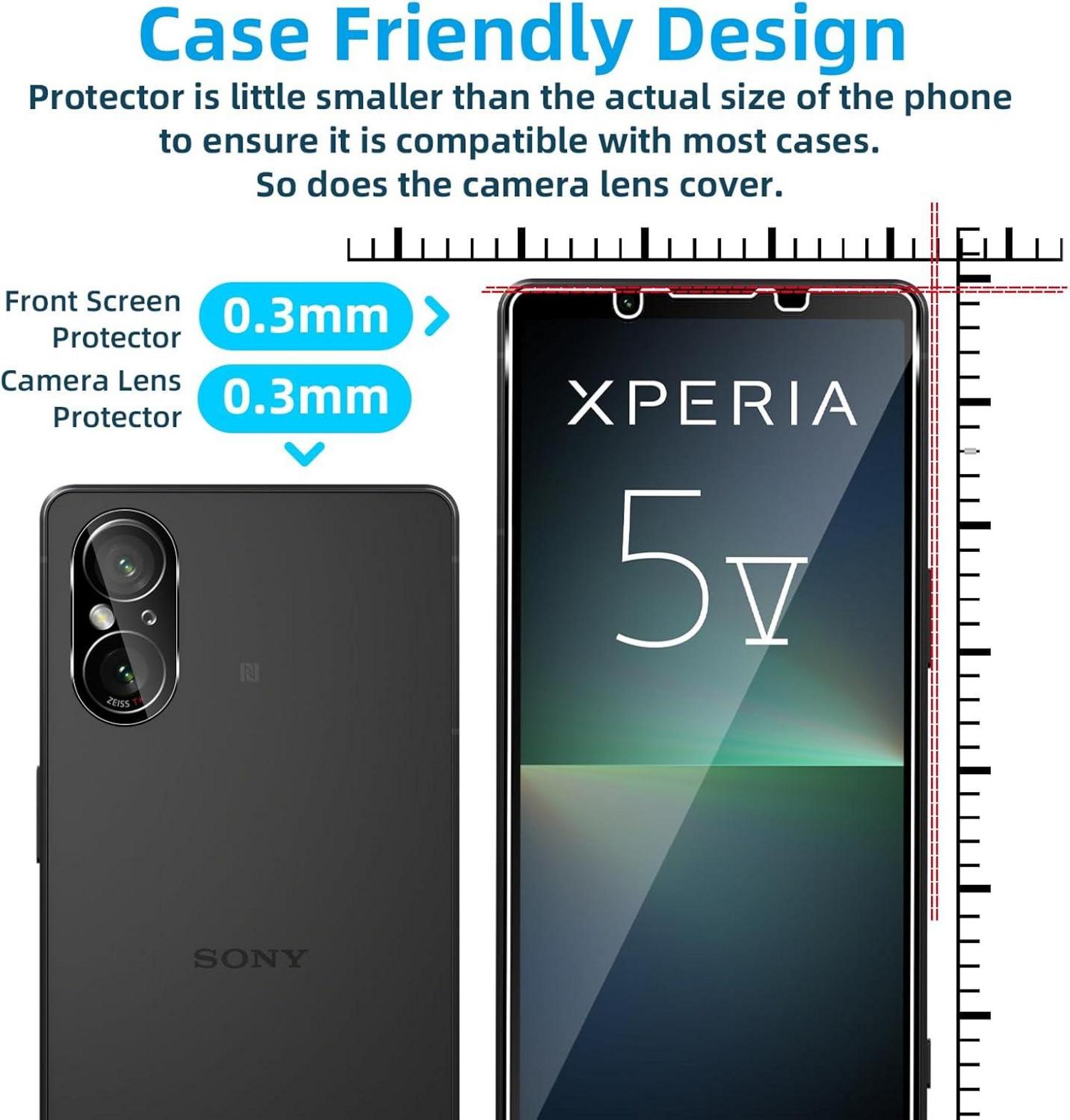 QULLOO Sony Xperia 5 v Schutzfolie 4er Set Panzerglas Displayschutz Kamerafolie