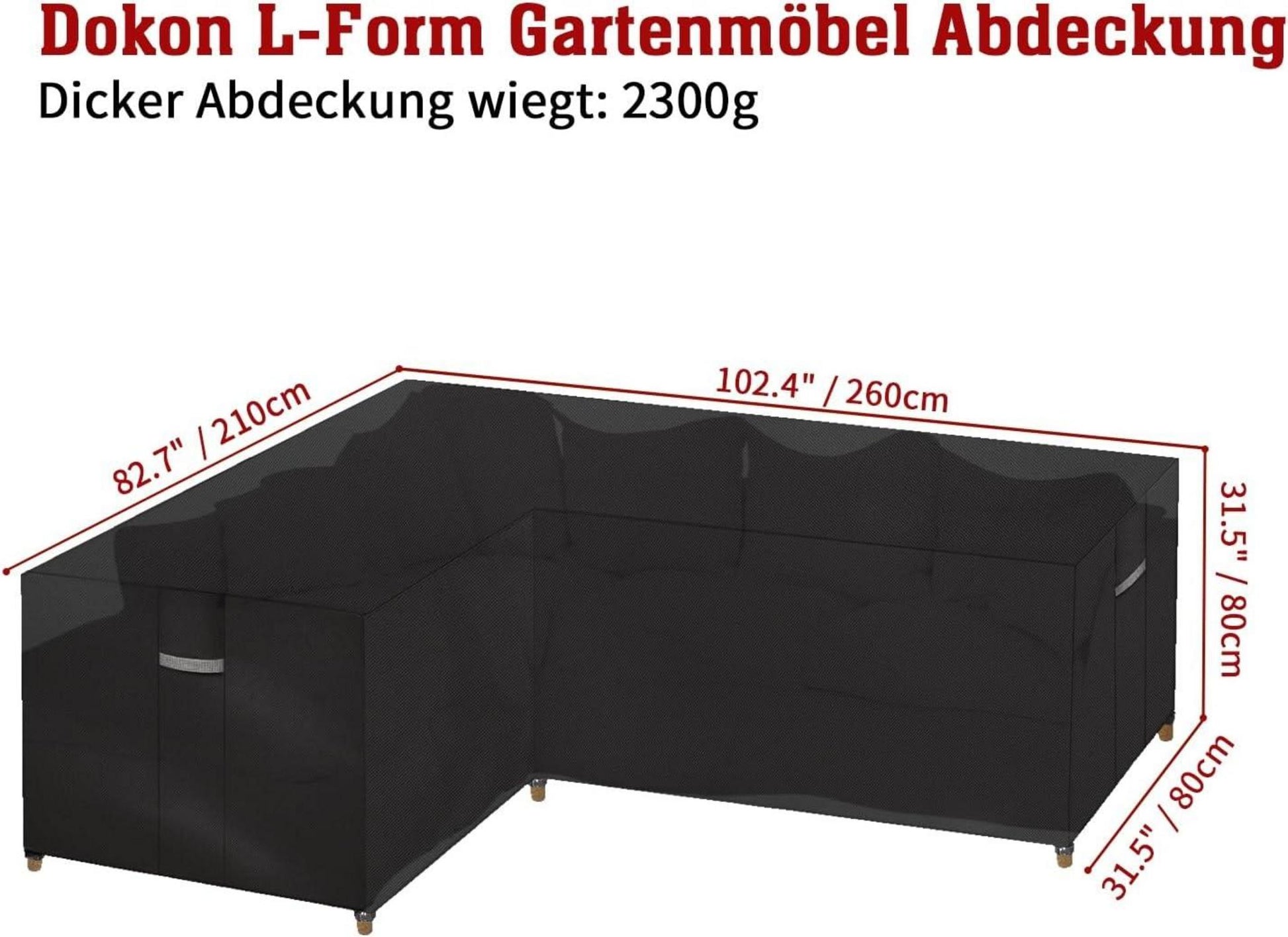 Gartenmöbel Abdeckung L-Form wasserdicht 600D Oxford Gewebe Winddicht