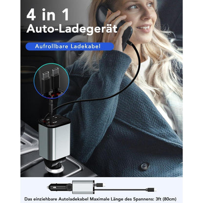 Einziehbares Auto Ladegerät 60W Typ-C Retractable Car