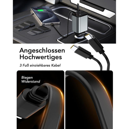 Einziehbares Auto Ladegerät 60W Typ-C Retractable Car