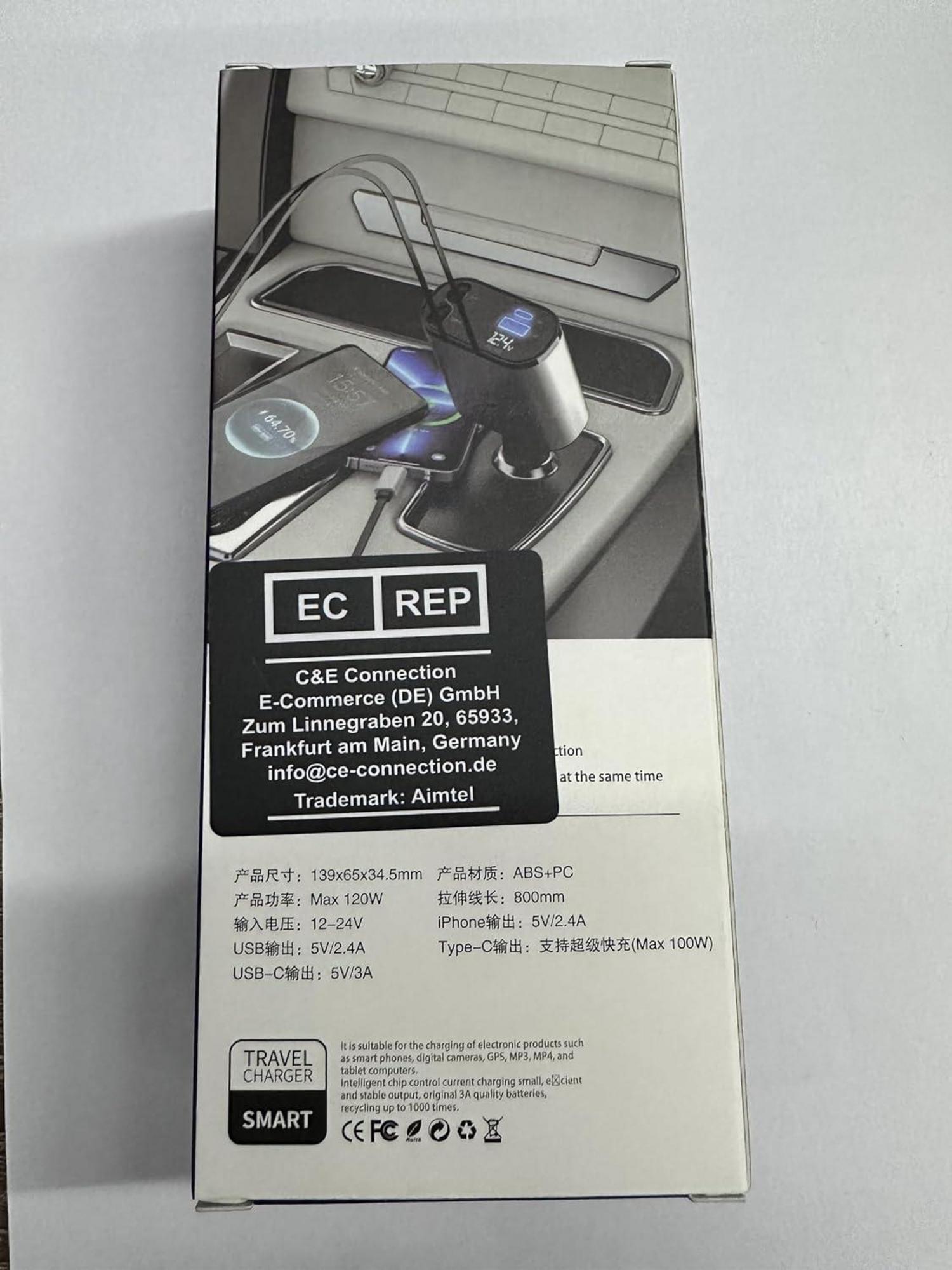 Einziehbares Auto Ladegerät 60W für iPhone Samsung Galaxy Google Pixel HuaWei