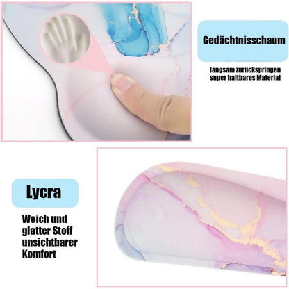 3-in-1 Handgelenkauflage Set Rosa mit Gelkissen & Untersetzer