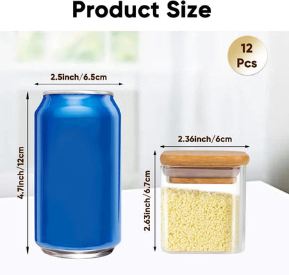 Gewürzgläser Set 12er Bambusdeckel 120ml Organizer Etiketten