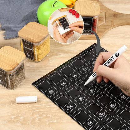 Glas Gewürzgläser Set 12er Organizer Bambusdeckel Etiketten