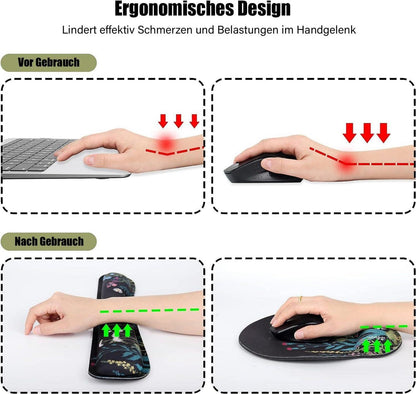 3-in-1 Handgelenkauflage Set Mauspad mit Gelkissen Handballenauflage