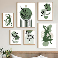 3er Set Grüne Blätter Poster für Wohnzimmer Schlafzimmer