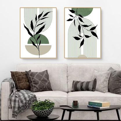 3er Set Grün Blätter Poster Wandbilder, Modernes Kunstwerk