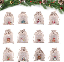 12er Set Weihnachten Drawstring Geschenktüten Jutesäckchen mit