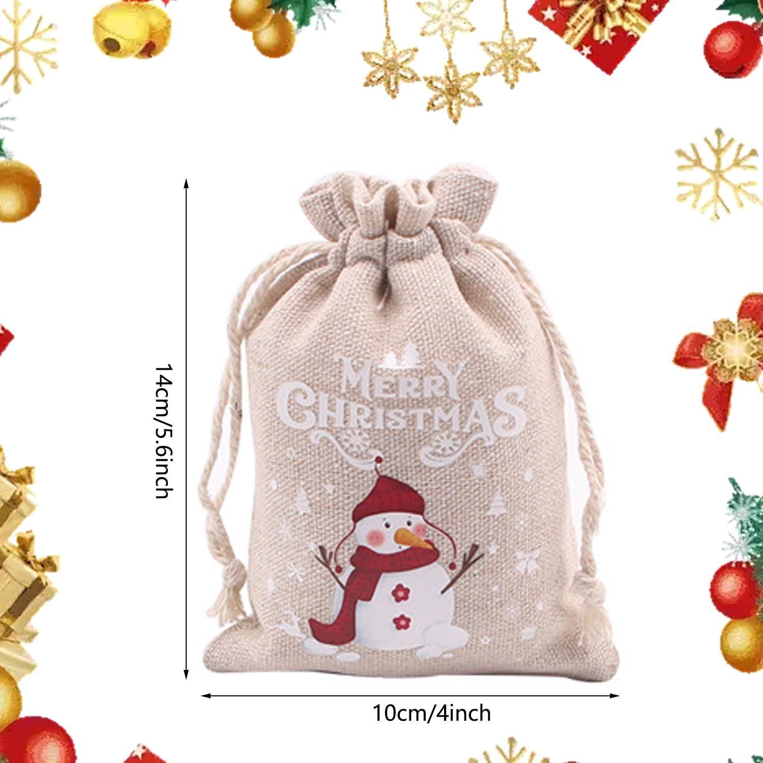 12 Weihnachten Jutesäckchen mit Drawstring, Stoffbeutel