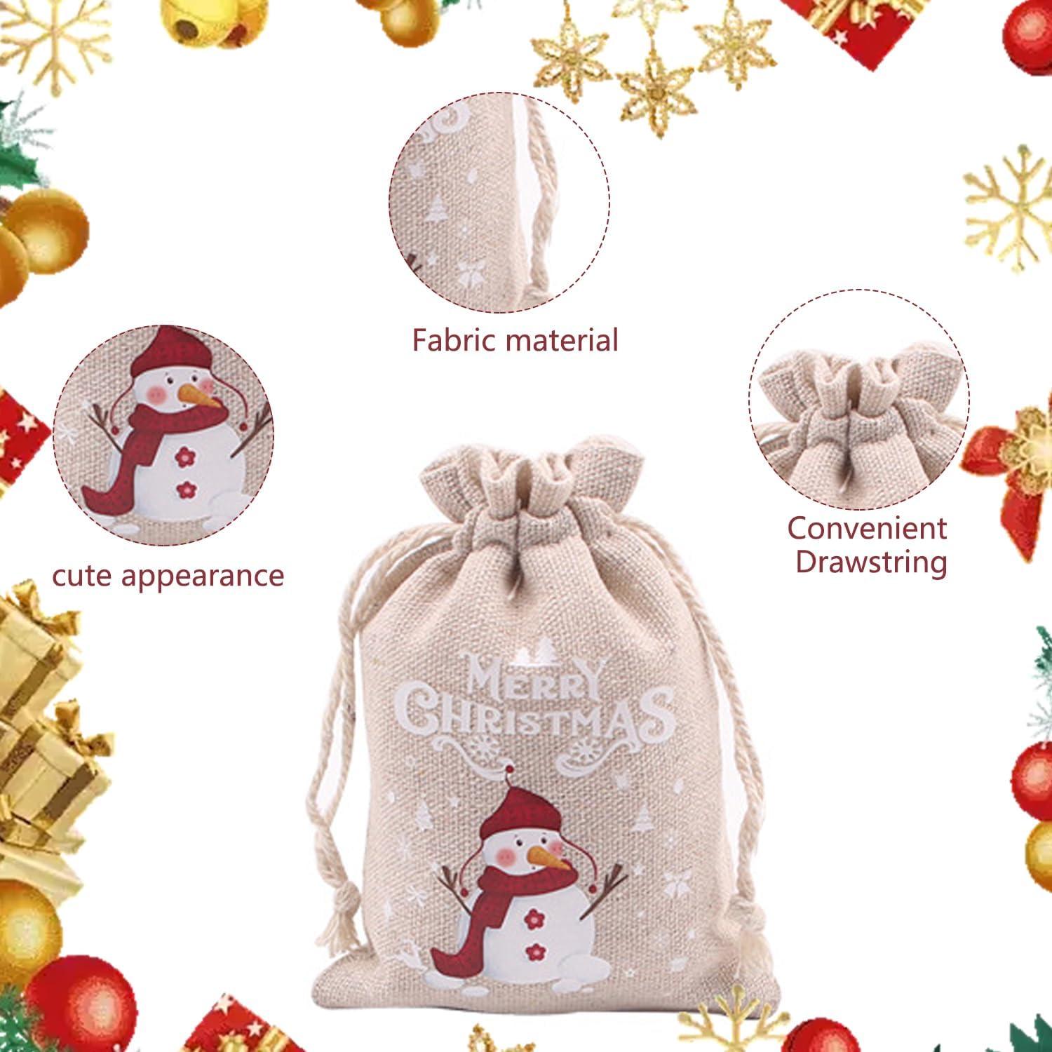 12er Set Weihnachten Drawstring Geschenktüten Jutesäckchen mit