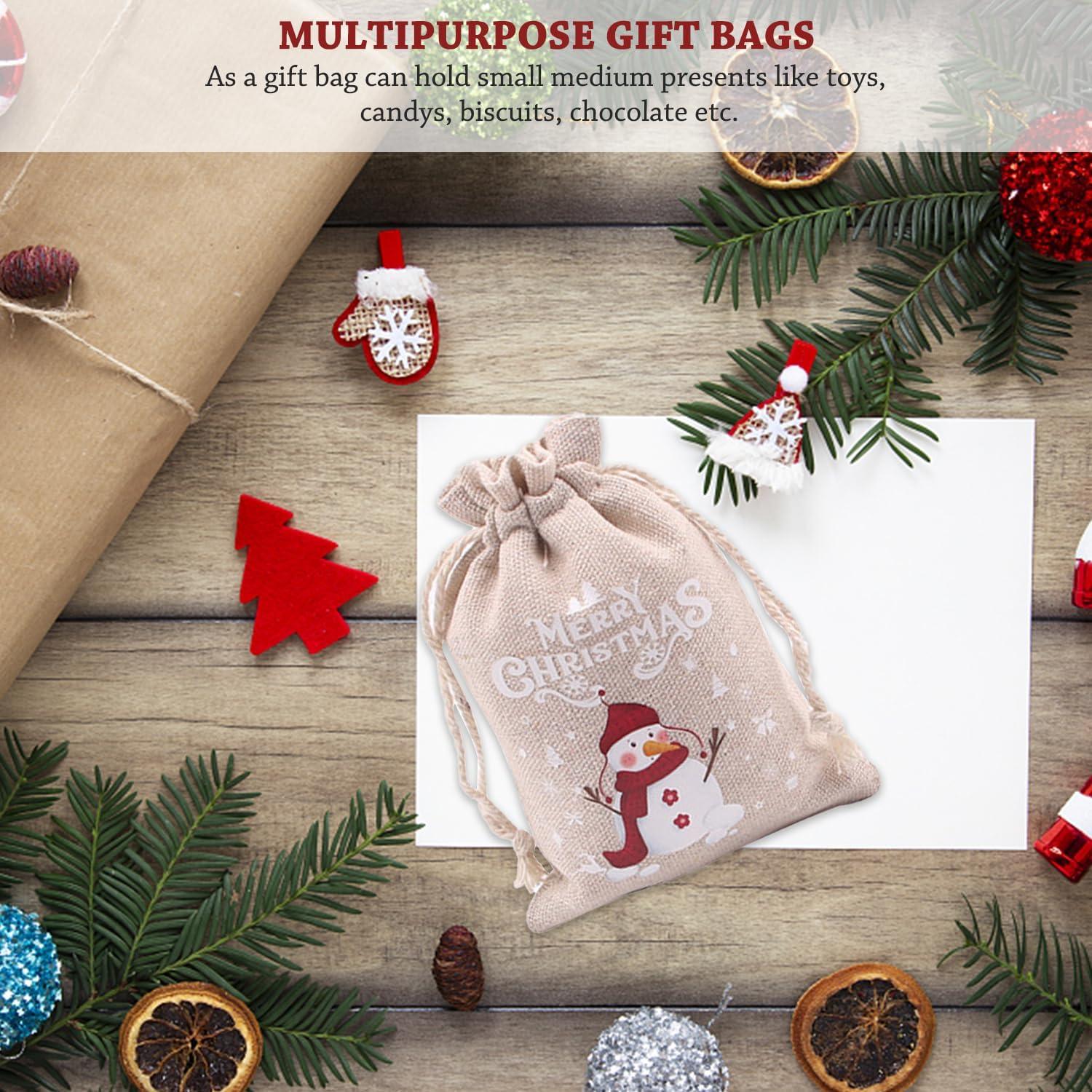 12x Weihnachten Drawstring Taschen Jutesäckchen Stoffbeutel