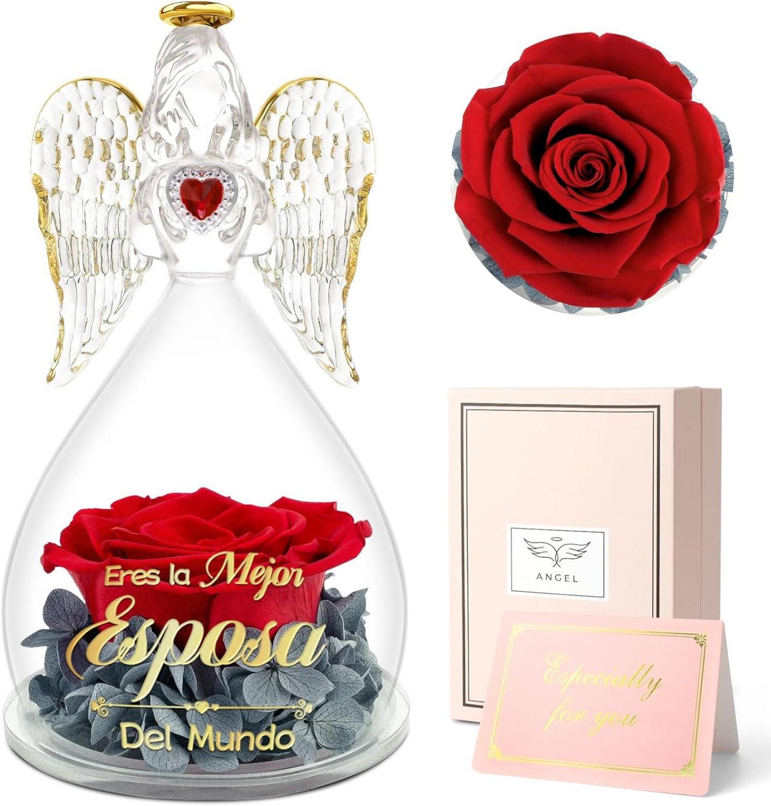Sunia Beste Frau Geschenke Engel Figur Ewige Rose Blume Hochzeitstag