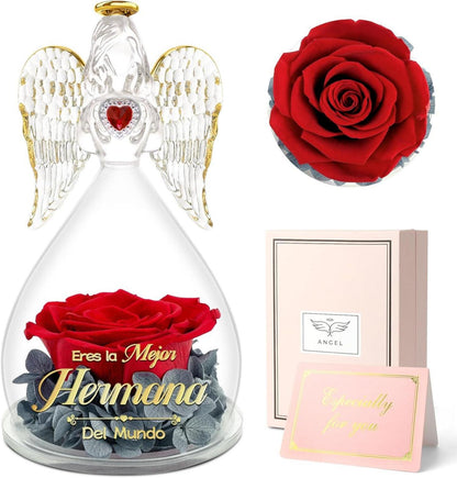 Schwester Geschenk: Engel Figur Beste Schwester Ewige Rose