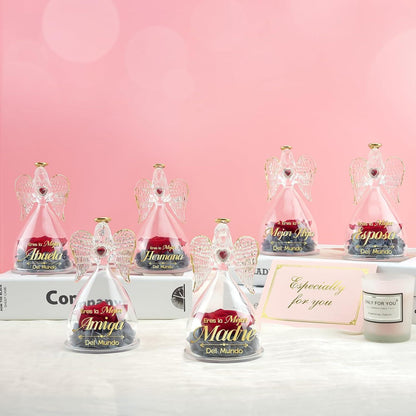 Schwester Geschenk: Engel Figur Beste Schwester Blume Rose Welt