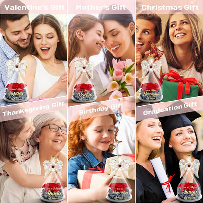 Schwester Geschenk Beste Schwester der Welt Engel Figur Ewige Rose Blume