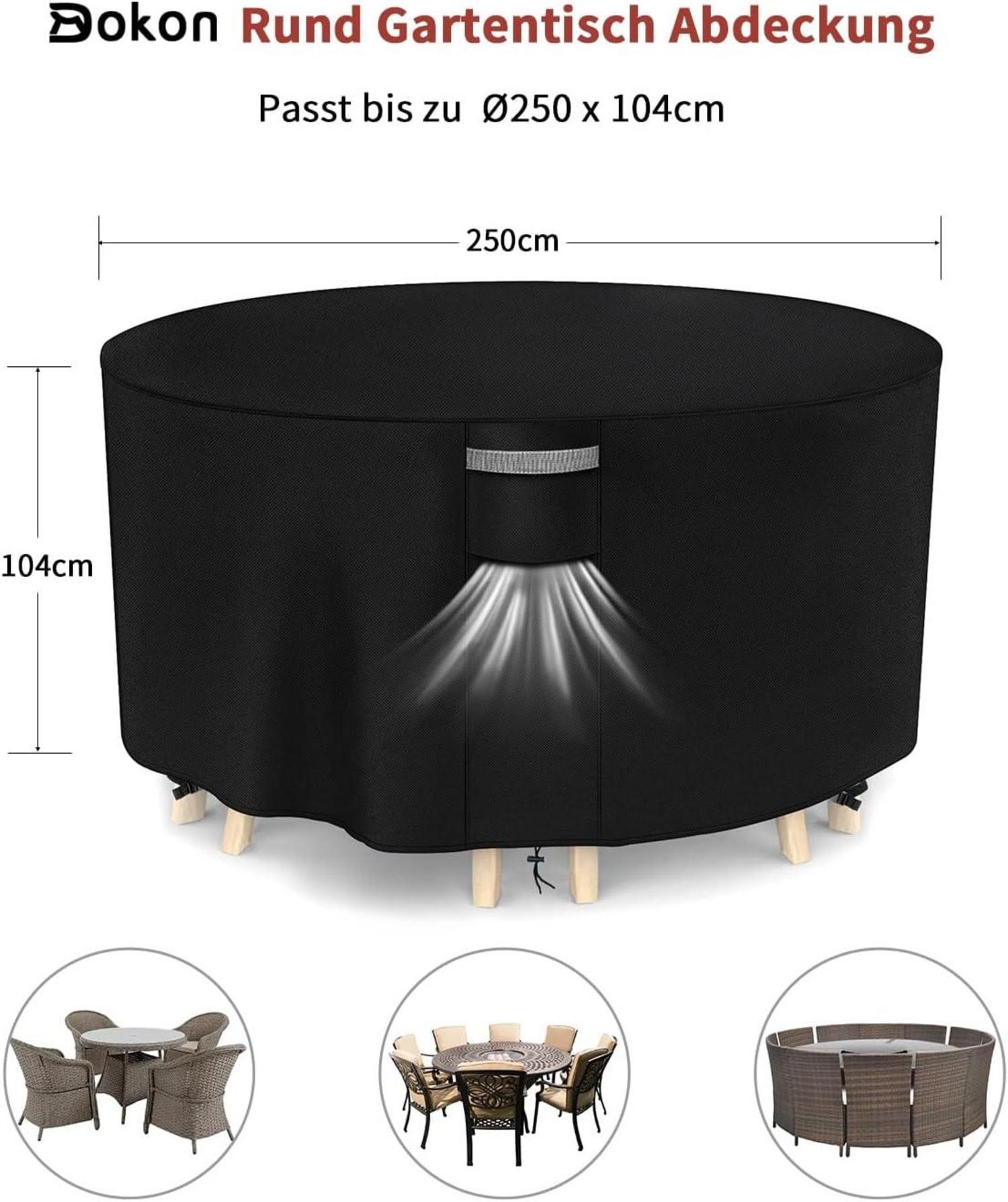 Gartenmöbel Abdeckung Winterfest 420D Oxford Rund Ø250x104cm