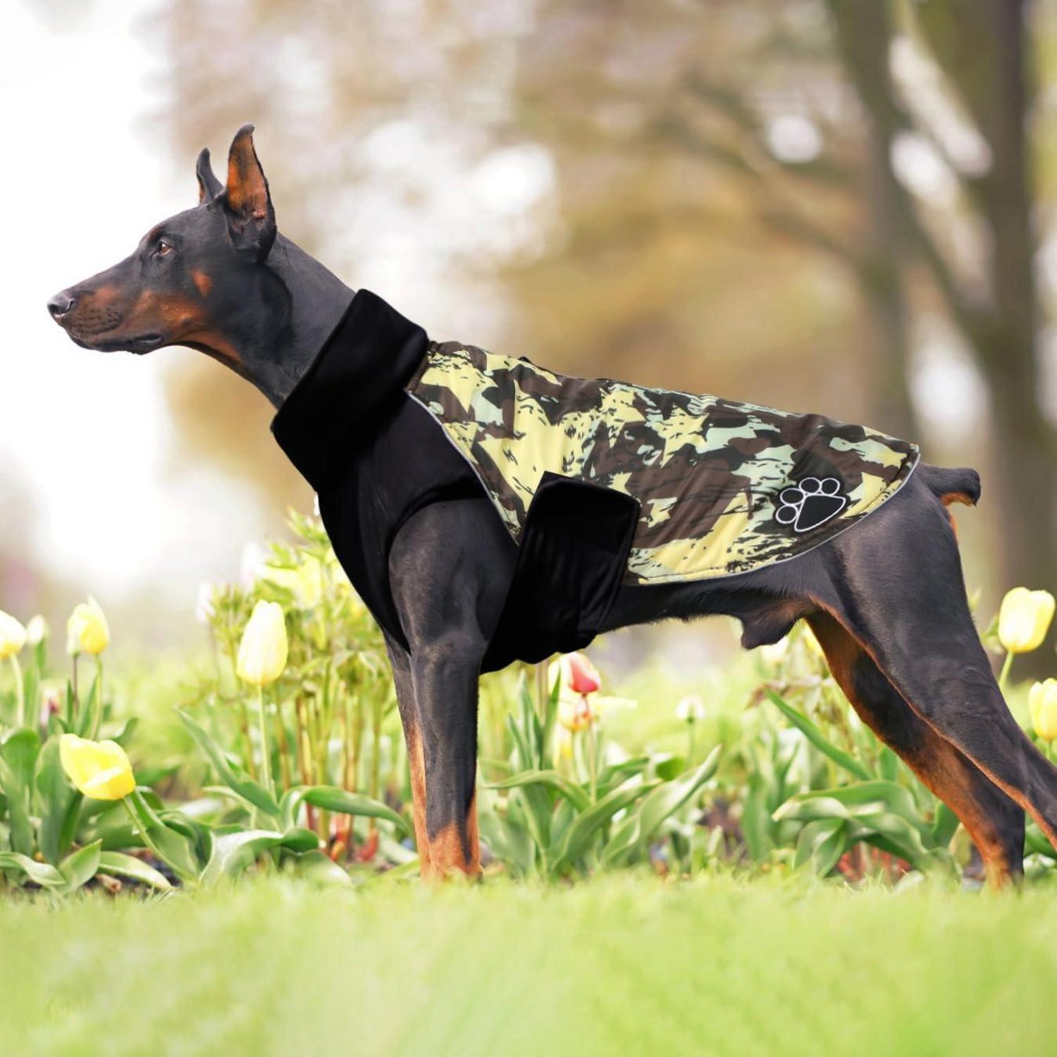Hundemantel Winter für Kleine und Große Hunde mit Reflektorstreifen in