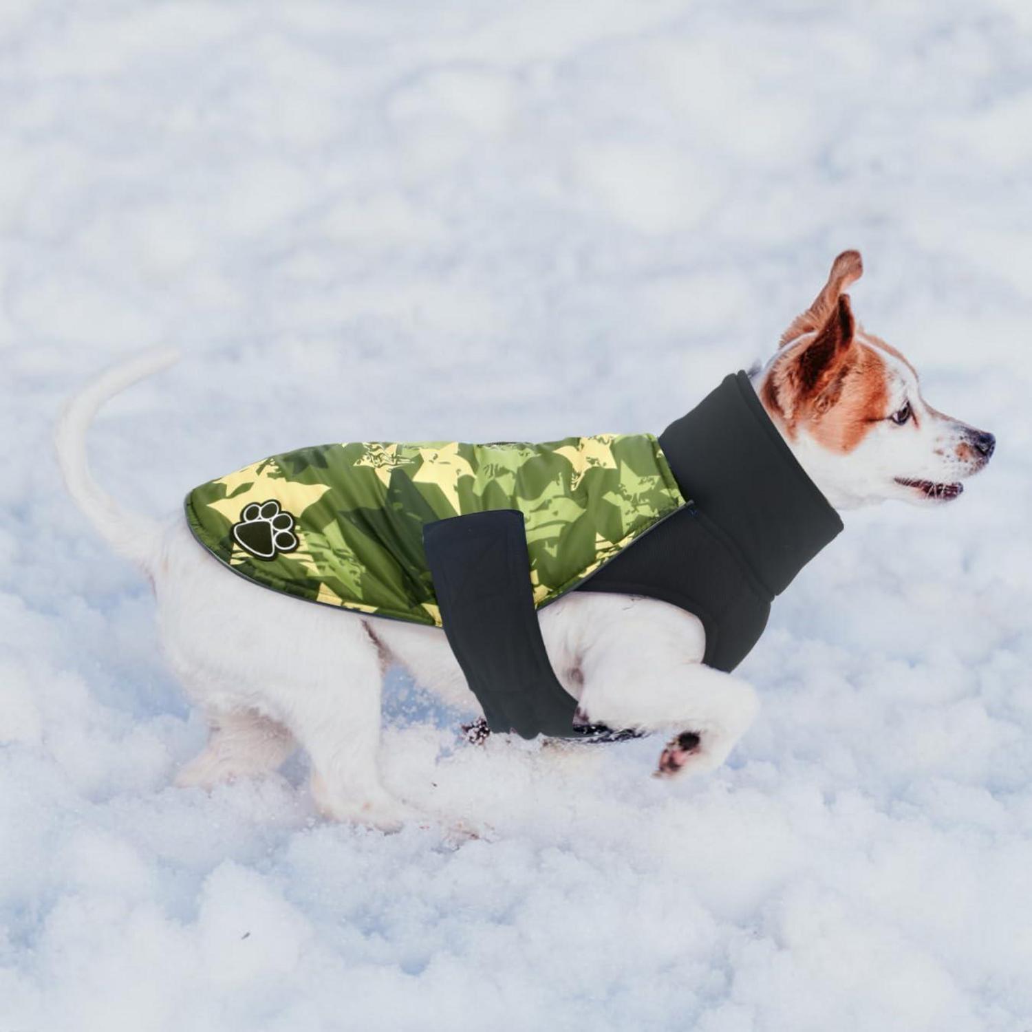 Hundemantel Fleece wasserdicht reflektierend GrünSternCamo ALADC002 L