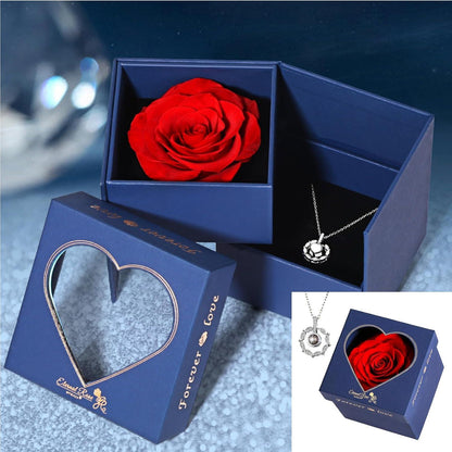 Ewige Rose Kette Rote Rosenbox Geschenke Frauen Herz