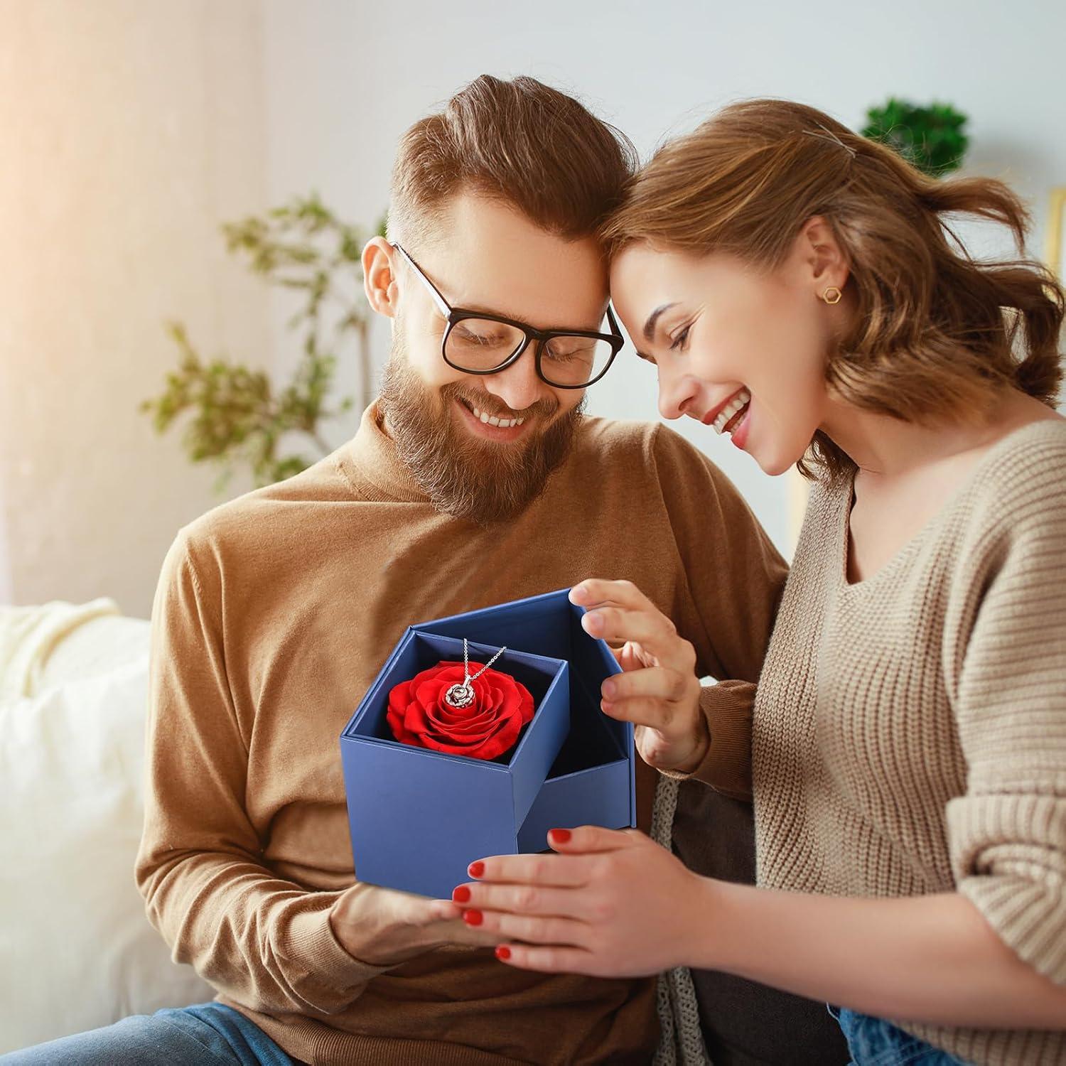 Ewige Infinity Rose Kette Geschenkbox Rote Rosenbox Halskette