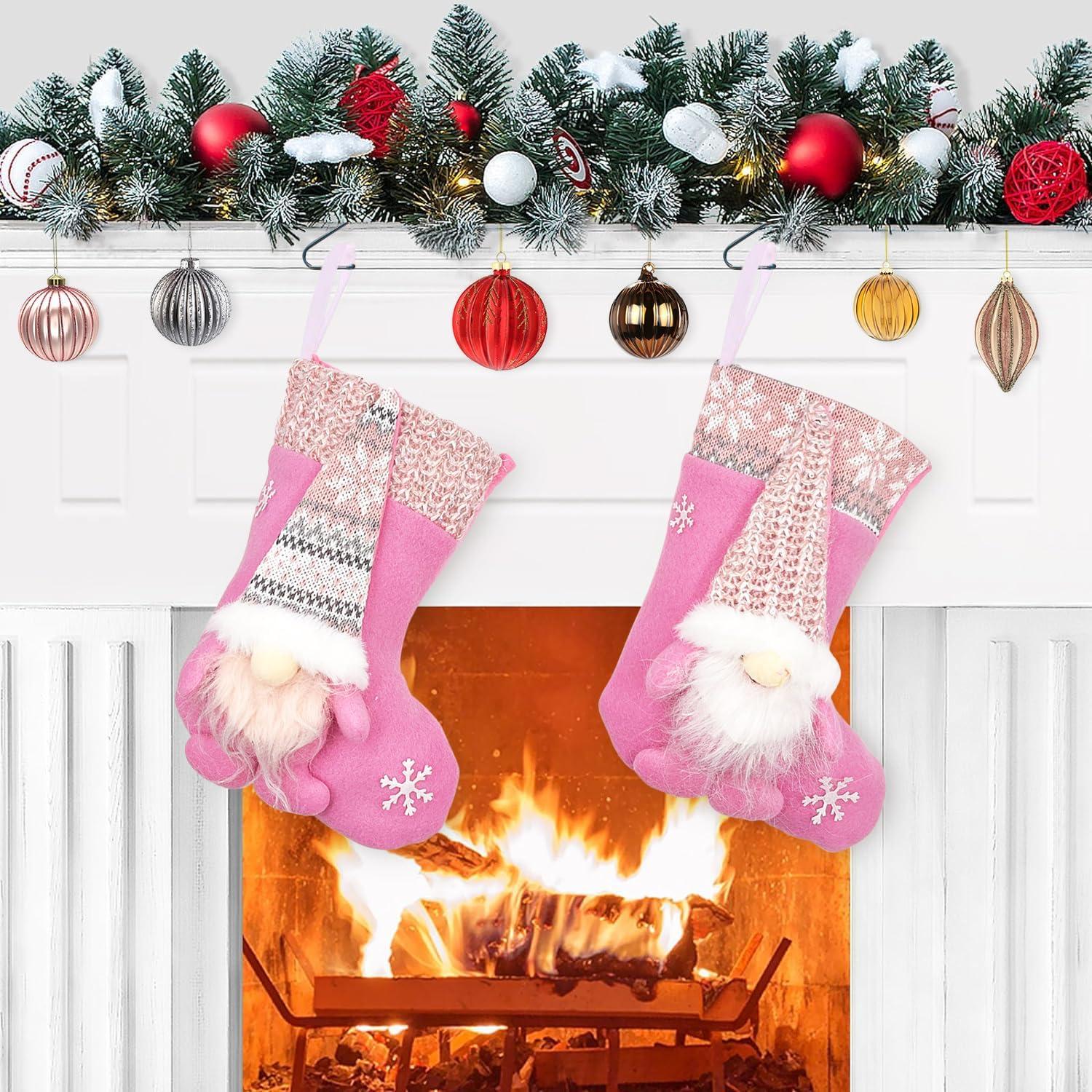 Weihnachtsstrumpf Kinder Nikolaussocken 2er Set Flanell Rosa