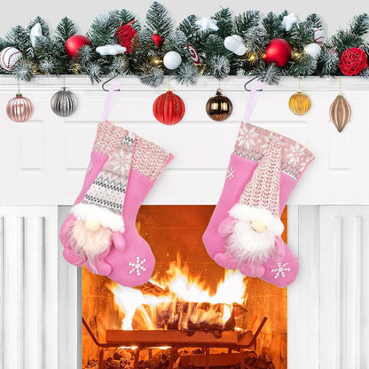 Weihnachtsstrumpf Kinder Nikolaussocken 2er Set Flanell Rosa