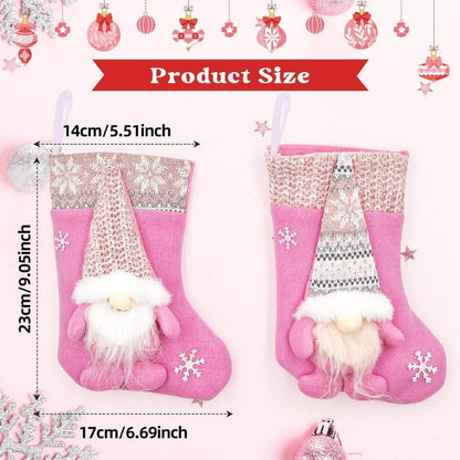 Nikolausstrumpf Kinder 2er Set Rosa Flanell Weihnachtssocken