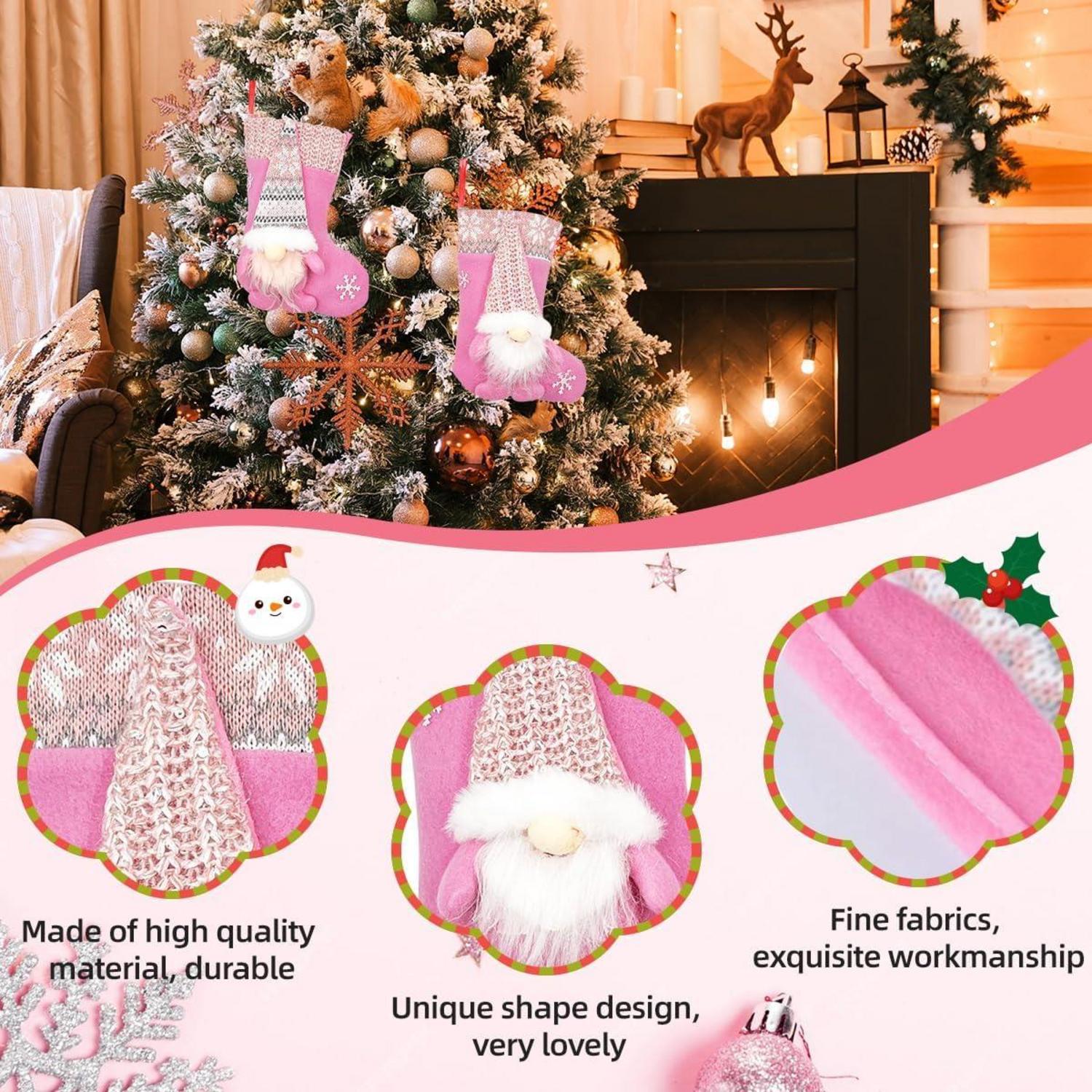 Weihnachtsstrumpf Kinder Nikolaussocken 2er Set Flanell Rosa