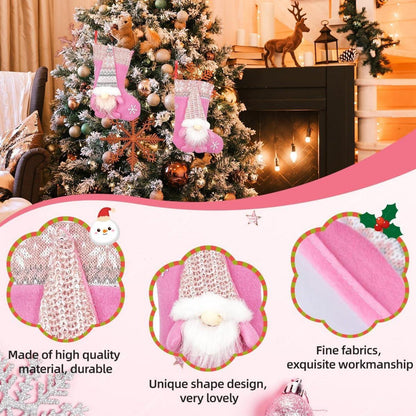 Weihnachtsstrumpf Kinder Nikolaussocken 2er Set Flanell Rosa