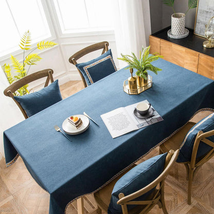 Rechteckige Tischdecke 130x260cm – Blau, Wasserabweisend & Abwaschbar