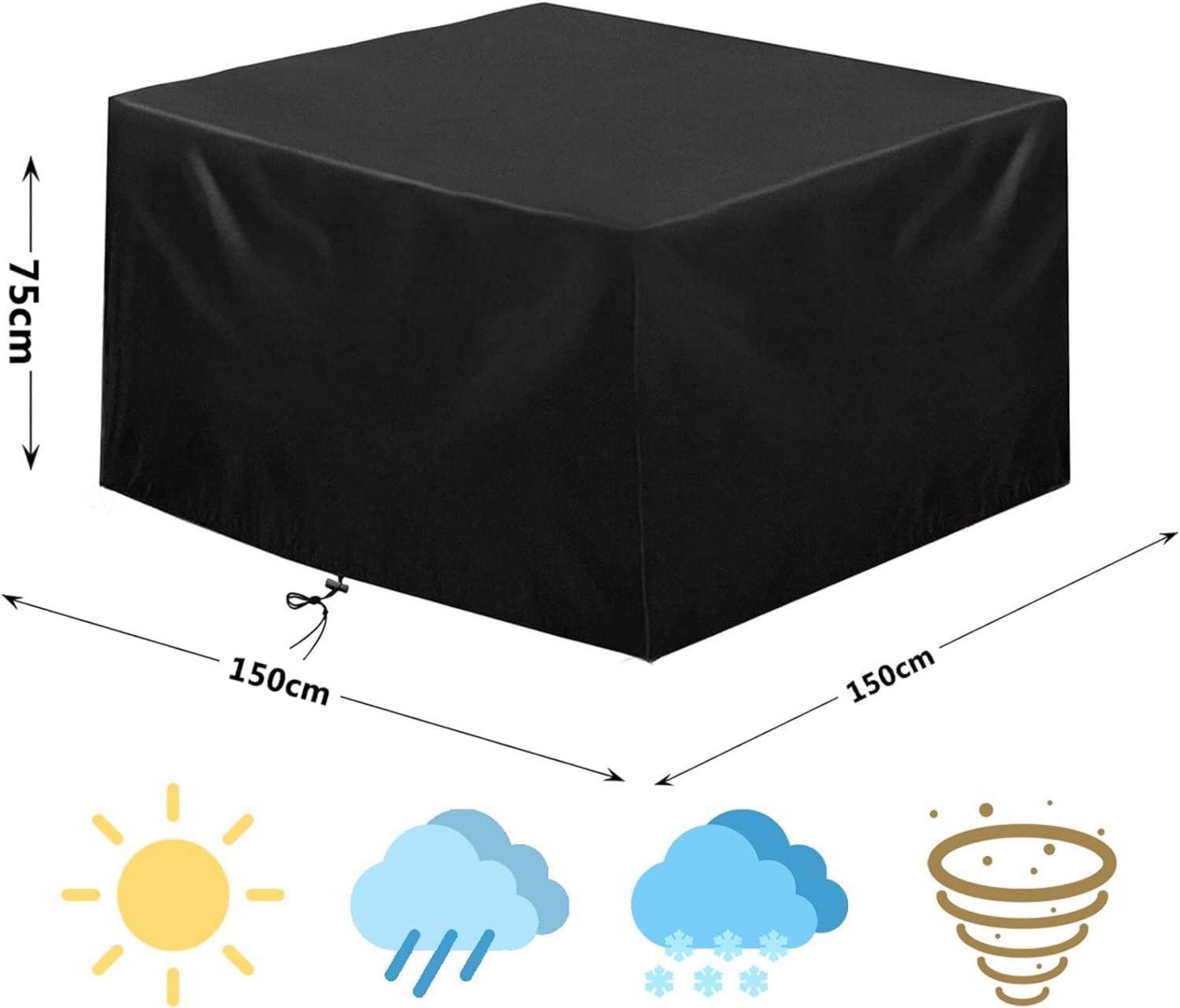 Gartenmöbelabdeckung 420d Oxford Schwarz 180×180×74CM wasserdicht
