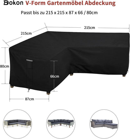 Dokon Gartenmöbel Abdeckung L Form 420D Oxford Wasserdicht