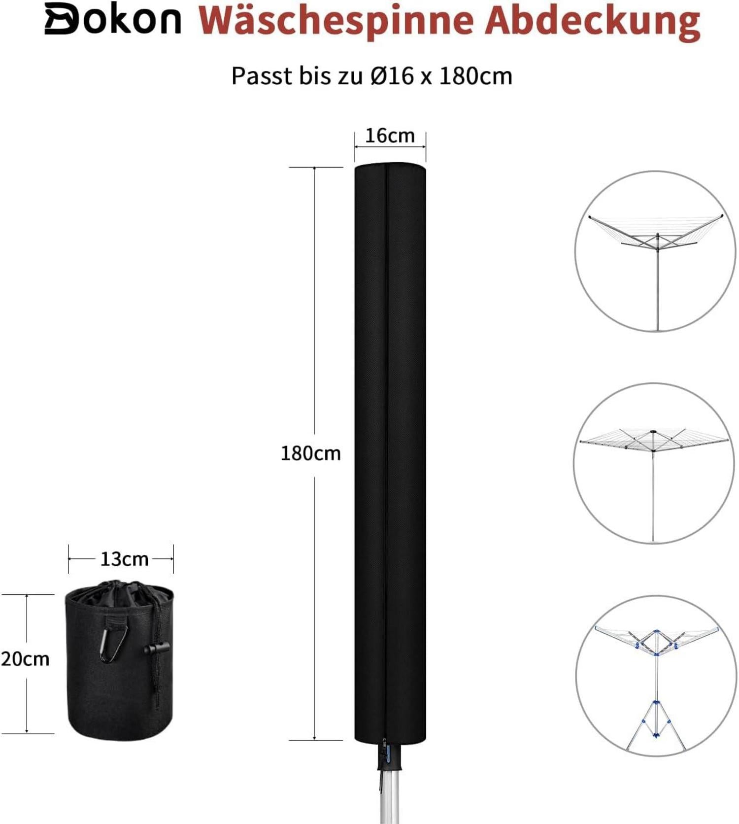 Schutzhülle für Wäschespinne 180xØ16cm Winterfest 420D