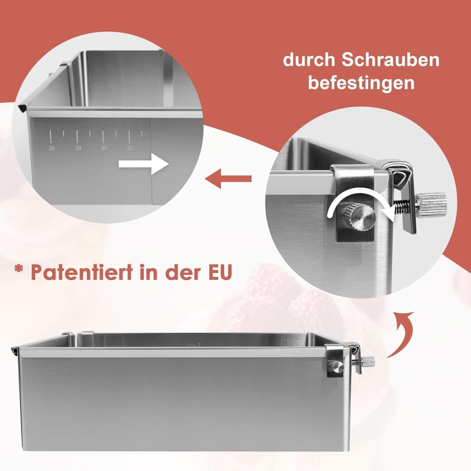 Verstellbarer Edelstahl Backrahmen mit Schrauben für