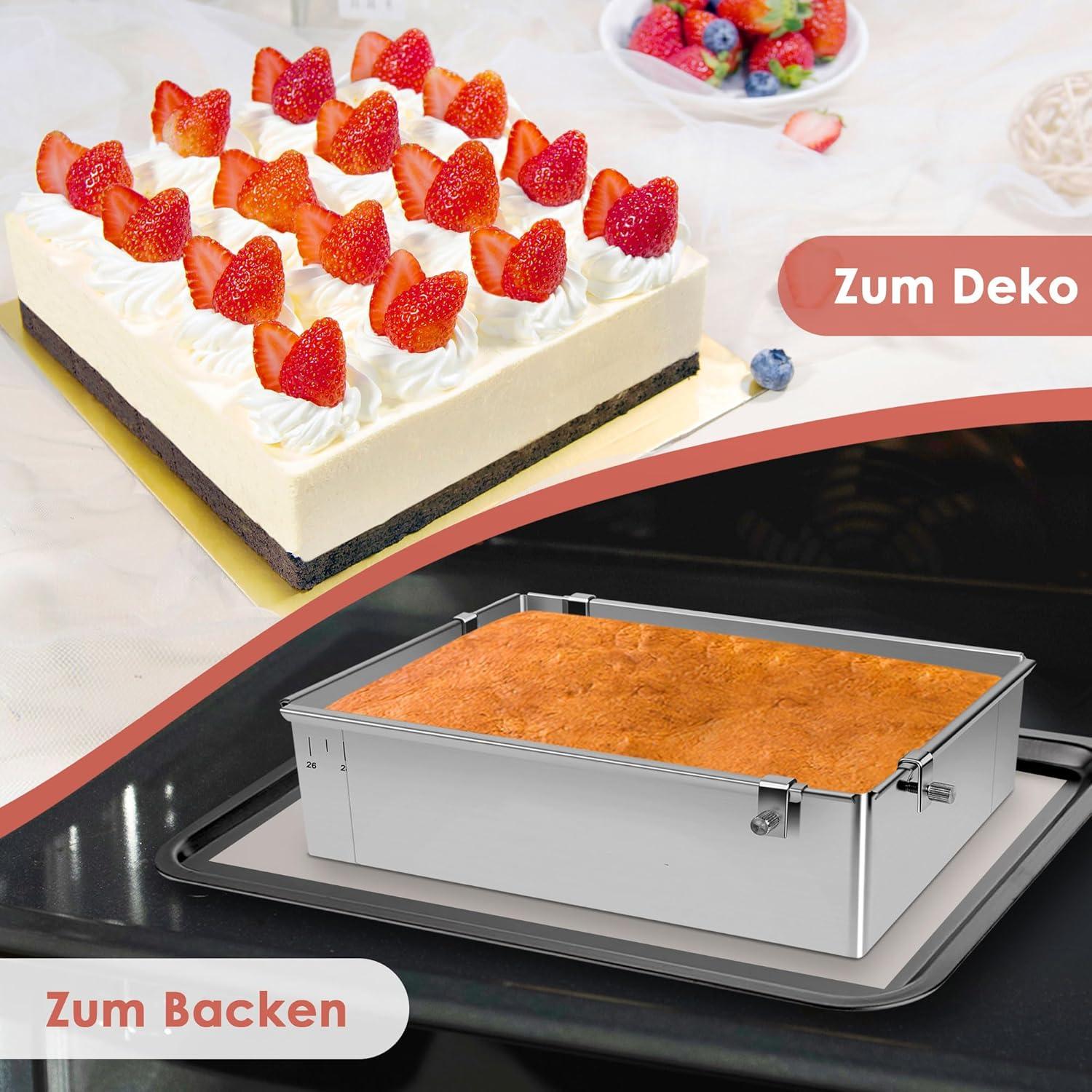 Verstellbarer Backrahmen mit Schrauben, Edelstahl Backform 8cm eckig