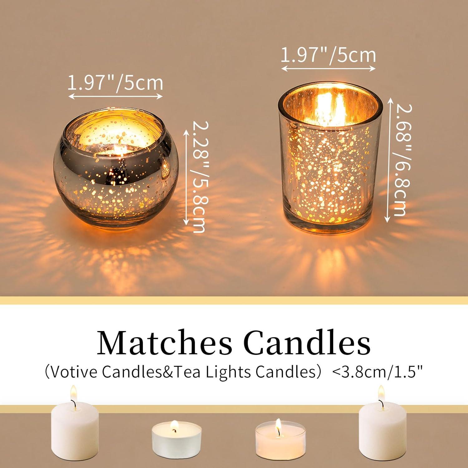 Romadedi Kerzenständer Glas Teelichhalter - 12er Set Silber