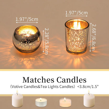 Romadedi Kerzenständer Glas Teelichhalter - 12er Set Silber