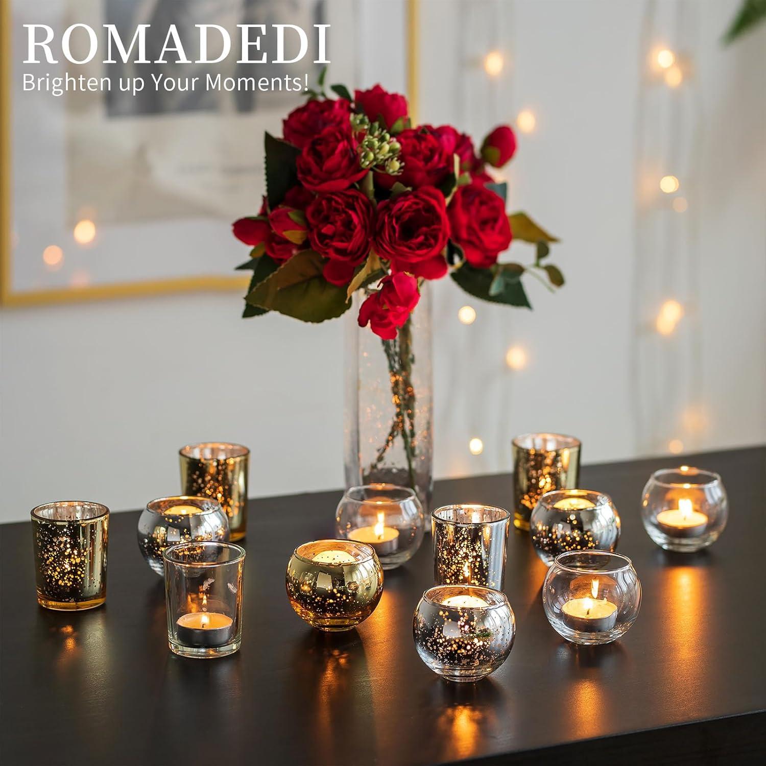 12er Set Silber Kerzenständer Glas Teelichthalter Votivkerzen für Hochzeit Deko