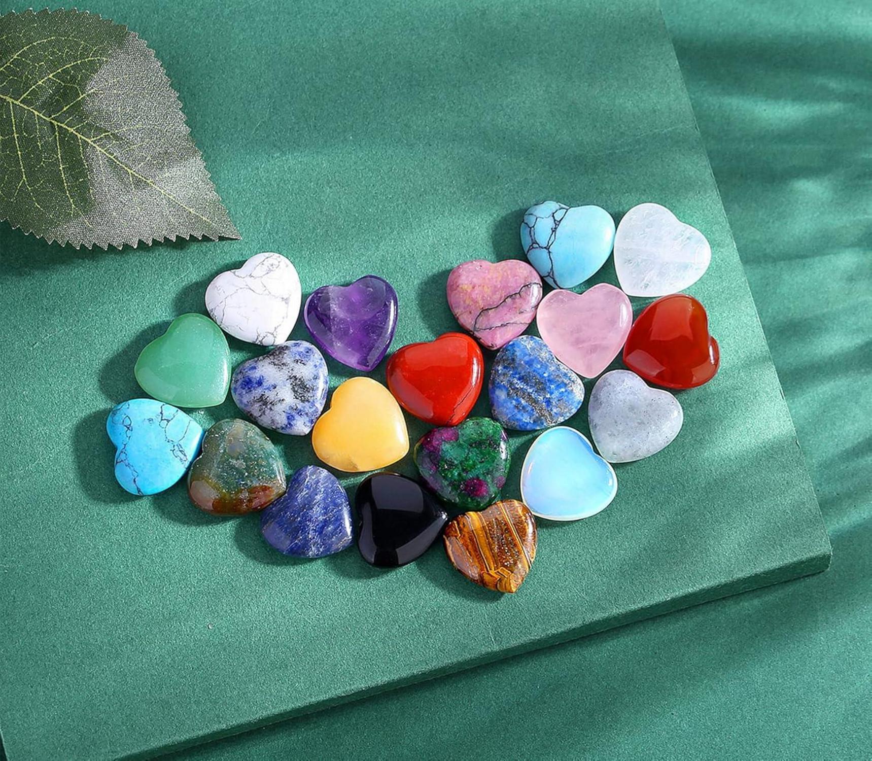 20 Herz Steine Set Heilung Kristalle Edelsteine Chakra Reiki