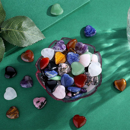 20 Natürliche Herz Kristalle Set Heilung Edelsteine Chakra Reiki Meditation