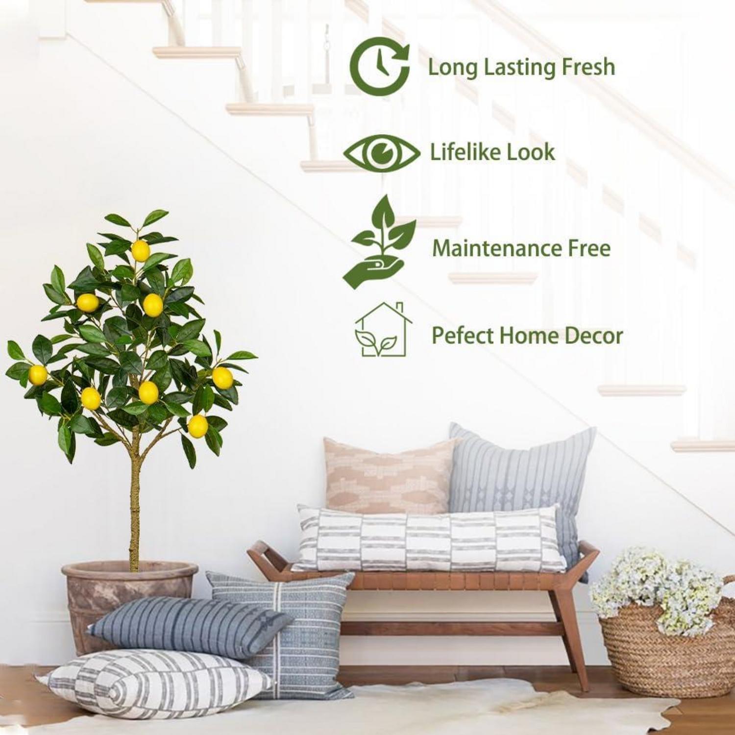 Künstlicher Zitronenbaum 90cm groß im Topf - Moderne Dekoration