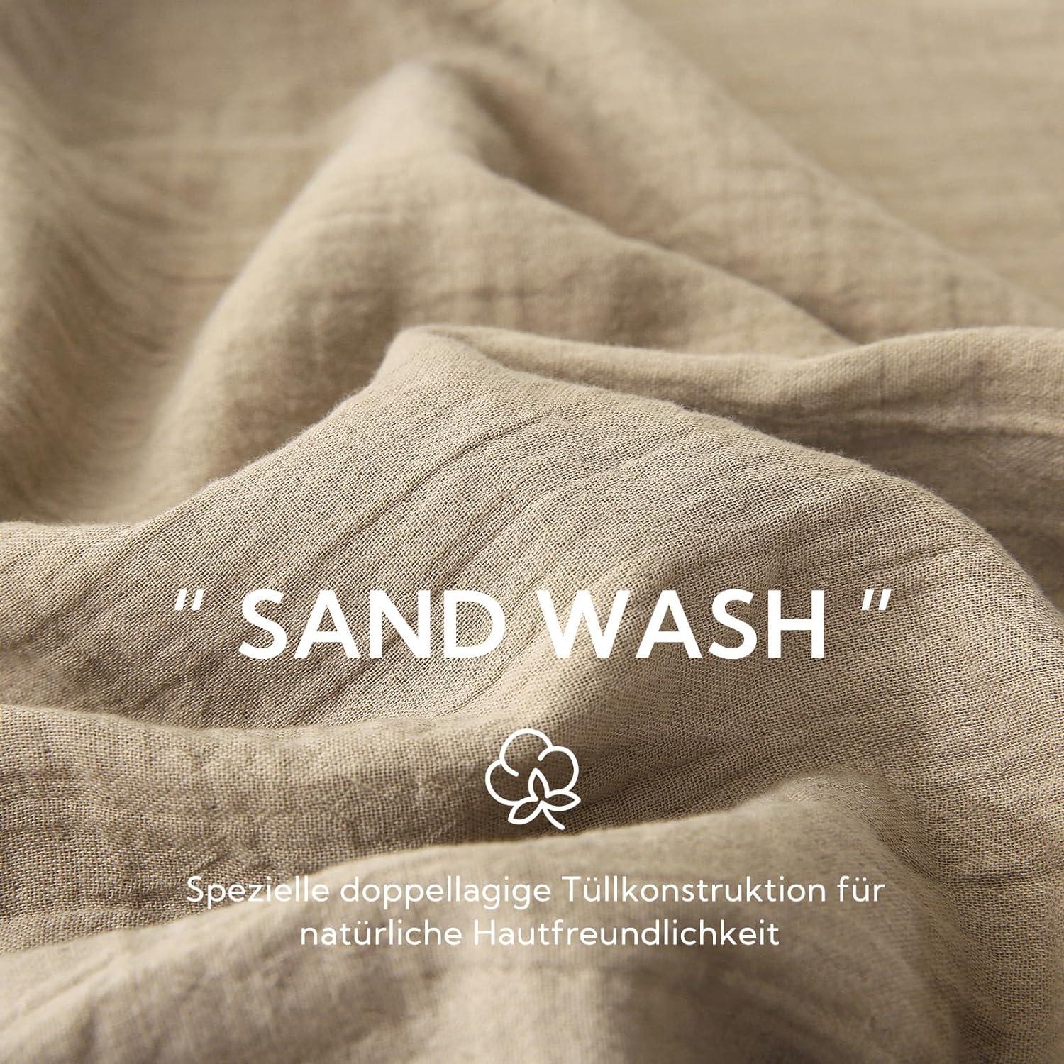 SOULFUL Doppelte Musselin Bettwäsche 135x200 Baumwolle Beige