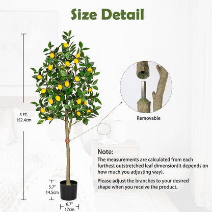Künstlicher Zitronenbaum 150cm Topf Deko drinnen draußen