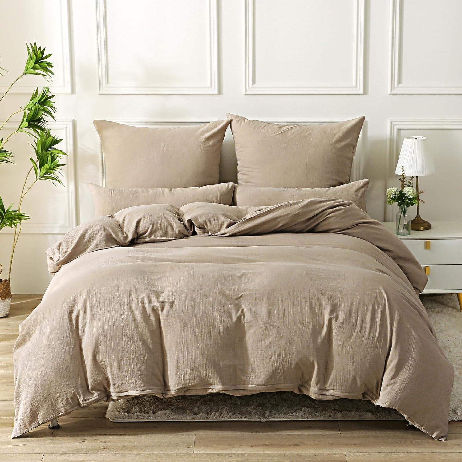 SOULFUL Doppelte Musselin Bettwäsche Set 155x220 Beige mit