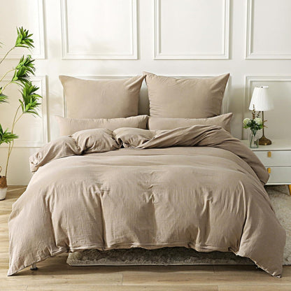 SOULFUL Doppelte Musselin Bettwäsche Set 155x220 Beige mit