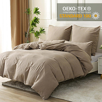 SOULFUL Doppelte Musselin Bettwäsche 155x220 Baumwolle Beige Set