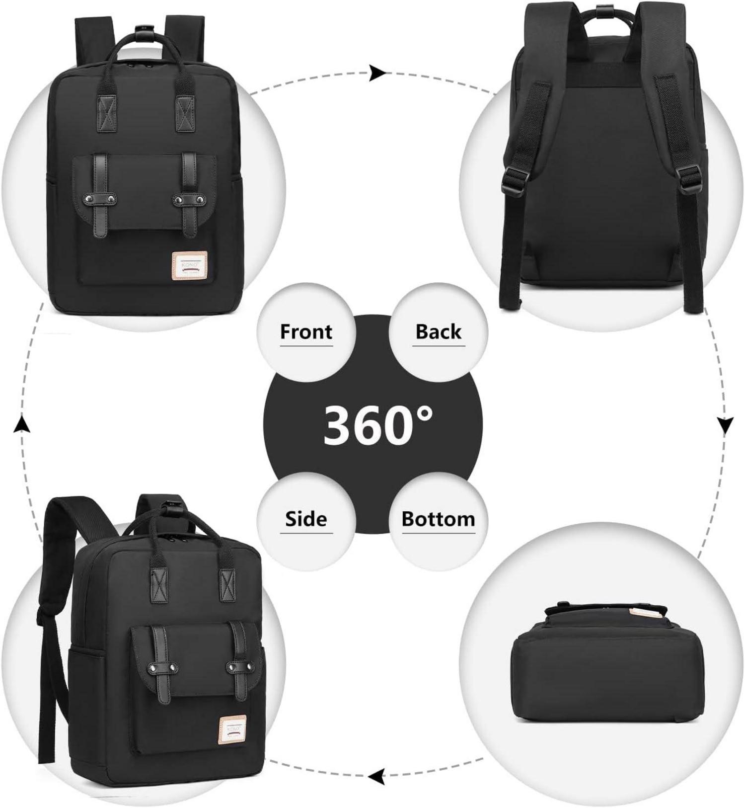 Leichter College Schulrucksack für Männer und Frauen 13 Zoll Laptop F-schwarz