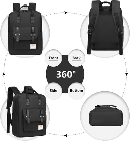 Leichter College Schulrucksack für Männer und Frauen 13 Zoll Laptop F-schwarz