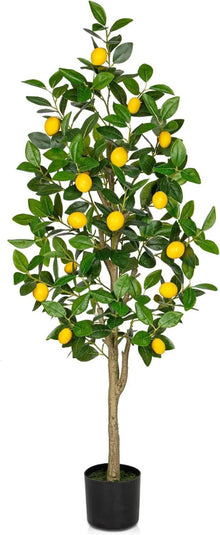 Kunstpflanze 120cm Zitronenbaum groß künstlich drinnen draußen Topf