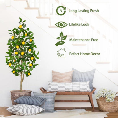 Künstlicher Zitronenbaum 120cm im Topf für drinnen und draußen